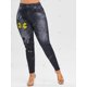 thumbnail image 3 of Más el tamaño de 3D de talle alto mariposa de la impresión Jeggings Rosegal Leggings de talla grande, 3 of 5