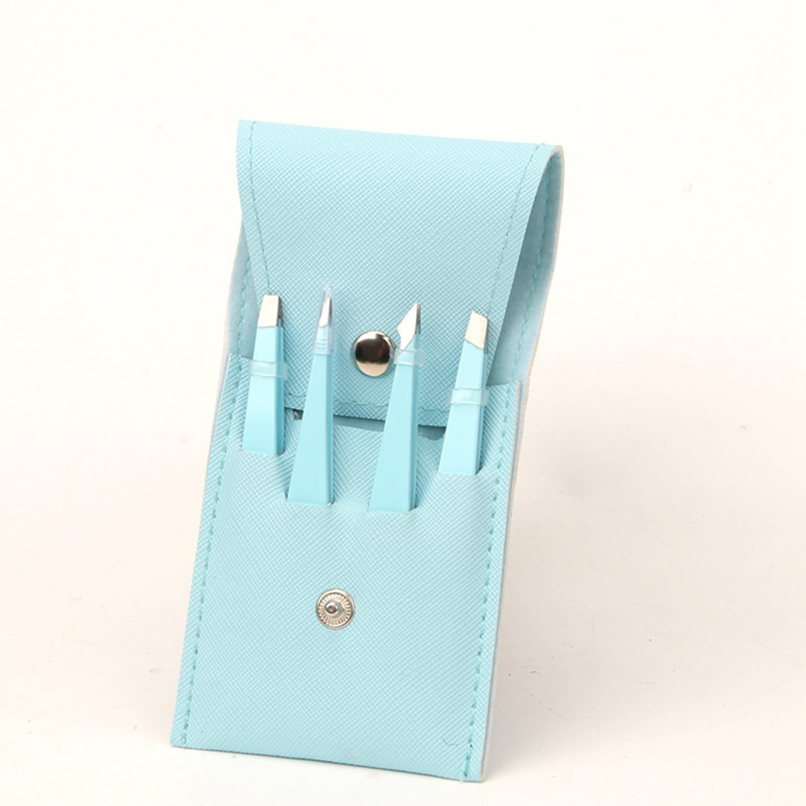 Bothyi 4xFine Hairs Puller Stainless Steel Professional 4 in1 Slanted Blue Set