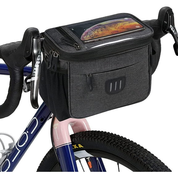 6L Bicycle Handlebar Bag Waterproof Bicycle Front Bag Large Capacity Bicycle Basket Bag Handlebar Panniers with Phone Holder Electric Bike Road Storage Bag--