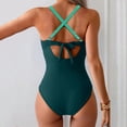thumbnail image 4 of Women's One Piece Swimsuits Tummy Control Front Cross Bathing Suits Tie Back Slimming V Neck Swimwear Mint Green XL, 4 of 5