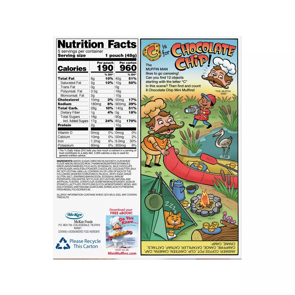 Little Debbie Chocolate Chip Mini Muffins, 8.44 oz pack of 3