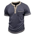thumbnail image 3 of European Men's Color Blocked Short-Sleeved T-Shirt, Button Open Neck, Casual Loose Fit, Comfortable, Polyester & Spandex, Various Sizes, 3 of 5