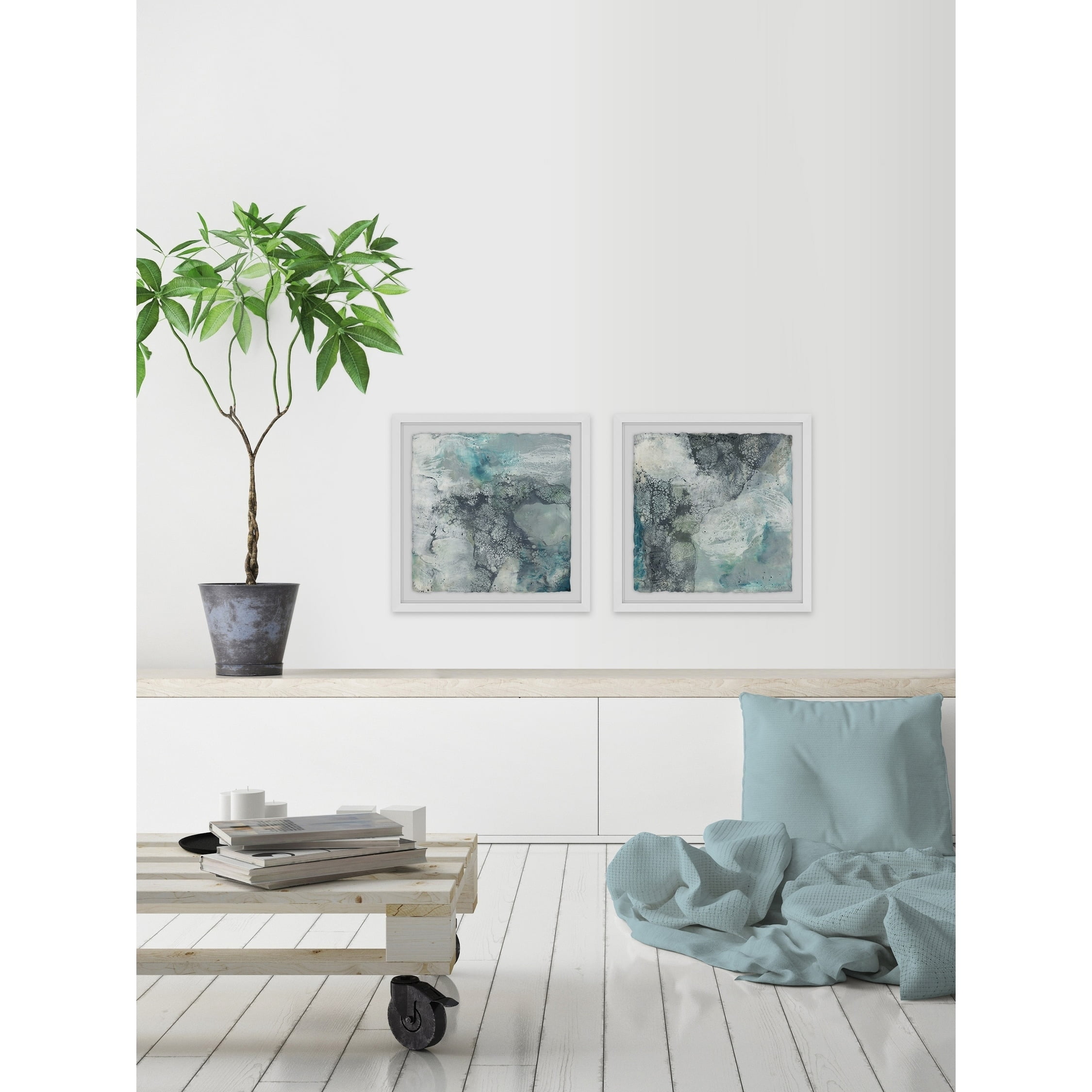 Marmont Hill Cloudy Marble Diptych, 12" x 24"
