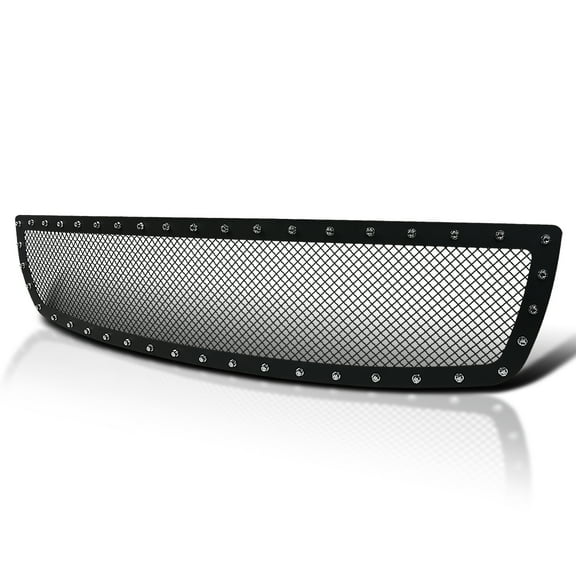 Spec-D Tuning Black Textured Rivet Style Upper Mesh Grille Grill Insert Compatible with 2003-2006 GMC Sierra 1500