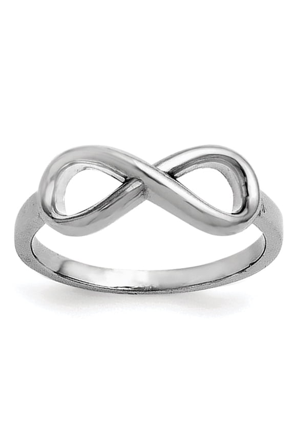 Sterling Silver Rhodium-Plated Infinity Ring (Size 8) Made In United States qr5887-8