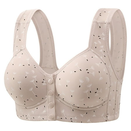 Yyeselk Front Closure Bras for Women Push up Breathable Daily Bras Full Support No Underwire Bra Everyday Bra for Older Women Gray L