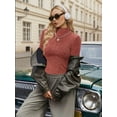 thumbnail image 3 of MOYIKO Mock Turtleneck Long Sleeve Shirts for Women Fitted Thermal Undershirts Lightweight Trendy Tops, 3 of 7