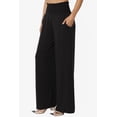 thumbnail image 3 of TheMogan Women's S~3X High Rise Smocked Elastic Waist Pull On Wide Leg Lounge Pants, 3 of 7
