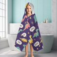 thumbnail image 6 of Purple Cartoon Dinosaurs Speech Bubbles Pattern Hooded Bath Towel，60"x35" for Ages 3 To 12 Kids, Quick Dry Lightweight Soft Microfiber Hood Beach Towel Cover Up for Kids, 6 of 7