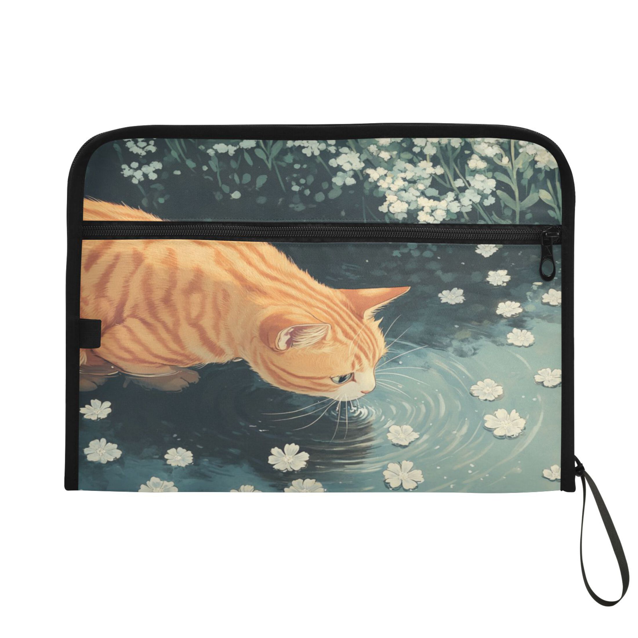 WOBOGO Orange Cat Expanding File Folder Letter Size Accordion Filing Organizer 13 Pocket Separate Organ Pocket