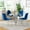 Silver+4 Silver-Blue Chairs, variant on Modern Round Glass Dining Set for 4, Modern Irregular Stainless Steel Legs and Velvet Cushioned Chairs for Kitchens, Living Rooms, Small Bar