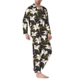 thumbnail image 2 of Salouo Lilies Flowers Print Button-Front Long Sleeve Pajama Set for Men, Soft 2Pjs Men's Long Sleeve Sleepwear-Large, 2 of 7