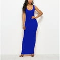 thumbnail image 2 of Vibrex Women's Summer Sleeveless Scoop Neck Solid Maxi Dress - Stretchy Bodycon Long Dress for Daily, Beach, Date Night & Casual Outings,Blue_M, 2 of 5