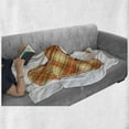 thumbnail image 6 of Letter H Soft Flannel Fleece Throw Blanket, Old Fashion Cloth with Stitches Checkered Plaid Typography Image, Cozy Plush for Indoor and Outdoor Use, 60" x 80", Pale Yellow Vermilion, by Ambesonne, 6 of 6