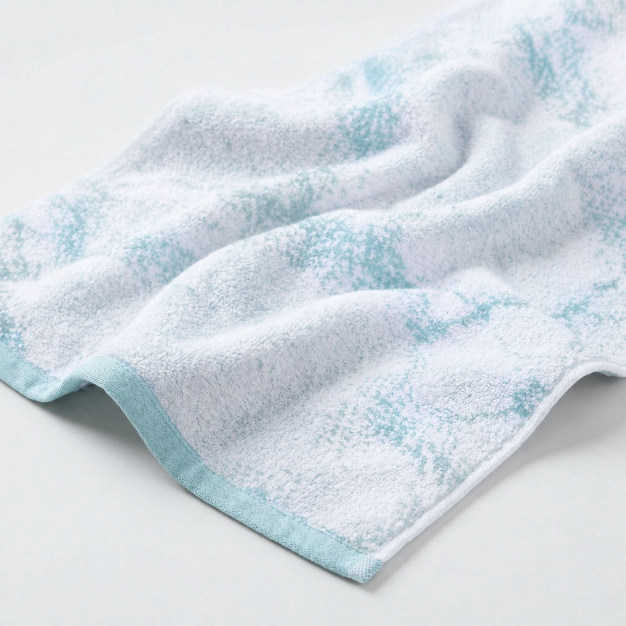 Superior Marble and Solid Jacquard Oversized Cotton Bath Sheets, 2-Pack, Cyan