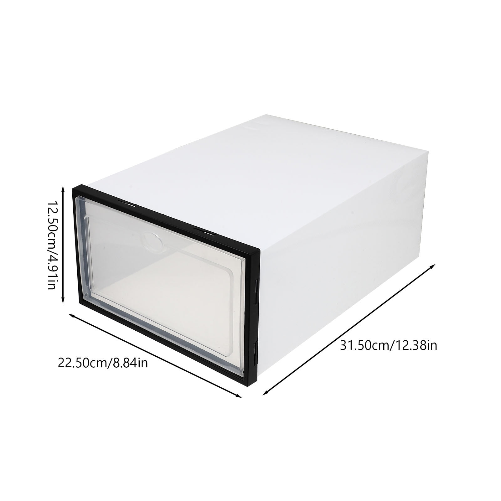 RENACLIPY 4-Pack White Plastic Shoe Storage Boxes with Clear Window, Stackable and Space-Saving Design