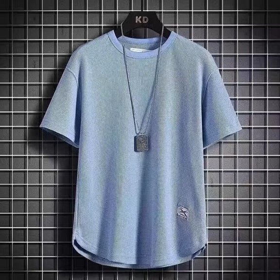 Men's Knit Short Sleeve T Shirt Summer Casual Loose Fit Breathable Workout Tee With Comfortable Shorts Set For Sports And Daily Wear, XXXXXL, Blue