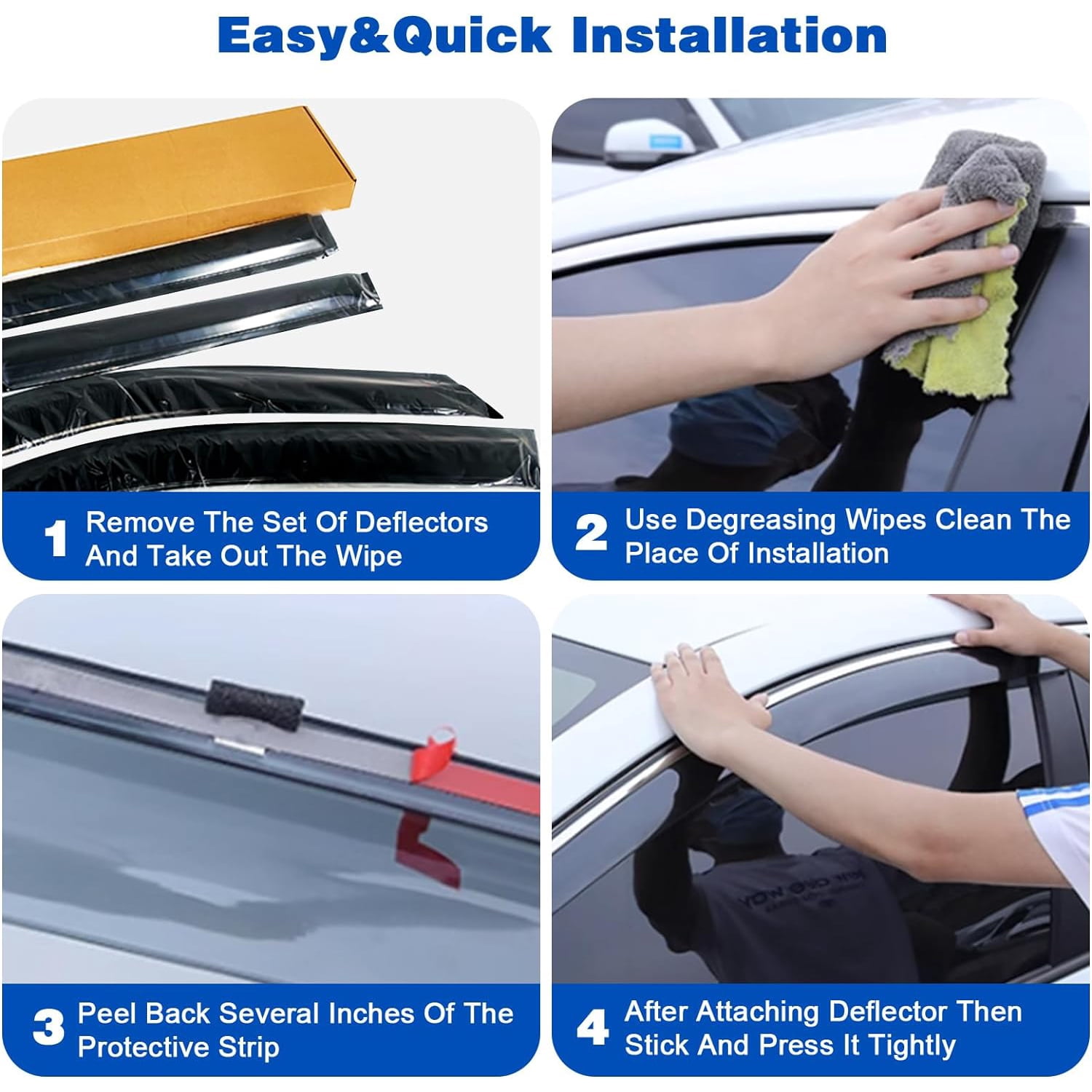 PANGOLIN 4Pcs Car Window Visors Fits for 2016-2021 Honda Civic 4-Door Sun Wind Deflector Rain Vent Window Visors Deflectors