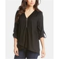 thumbnail image 2 of Karen Kane Womens Crossover-Hem Pullover Blouse, Black, X-Small, 2 of 2