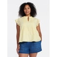 thumbnail image 2 of Time and Tru Women's Cotton Eyelet Top with Short Flutter Sleeves, Sizes XS-XXXL, 2 of 6