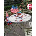 thumbnail image 5 of Flag Day Gnome Balloon on Wood Fitted Round Tablecloths Elastic Edged Table Covers 45"-54",Blue Red and White Buffalo Plaid Waterproof Dining Room Table Cloth for Kitchen Holiday Party Tables Decor, 5 of 6