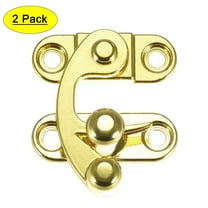 Unique Bargains Vintage Lock Clasp Left Latch Hook Hasp 33mmx28mm Swing Arm Latch Gold Tone 2Pcs