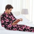 thumbnail image 6 of Fuzoiu Lilies Flowers Print Men's Long-Sleeved Pajama,Lounge Button Down Nightwear,Mens Notch Collar Pajama Set -XX-Large, 6 of 7