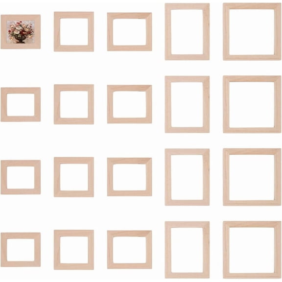 20 Pcs Miniature Wood Photo Frames 5 Styles Wooden Mini Picture Frame Mini House Decoration Simulation Picture Frame Rectangle Dollhouse Photo Frames for Home Wooden Miniature Ornaments
