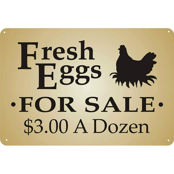 nobrand Fresh Egg Sale Hen Nest Chicken Prim Country Farm Yard Sign Metal Tin Sign 40x30 cm New, Coconut yellow
