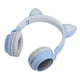thumbnail image 5 of Auriculares con orejas de gato, luz LED 3D, inalámbricos, Bluetooth 5.0, plegables, con micrófono, color gris y azul, 5 of 12
