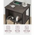 thumbnail image 4 of YEXJ Side Table with Charging Station, 3-Tier End Table with USB Ports and Outlets, Nightstand for Living Room, Bedroom, 11.8 x 13.4 x 22.8 Inches, Plug-in Series,Chestnut Brown + Black, 4 of 6