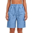 thumbnail image 6 of Kinrui Bermuda Shorts for Women Summer Quick Dry Cargo Shorts with Multi-Pockets Outdoor Drawstring Knee Length Hiking Short, 6 of 8