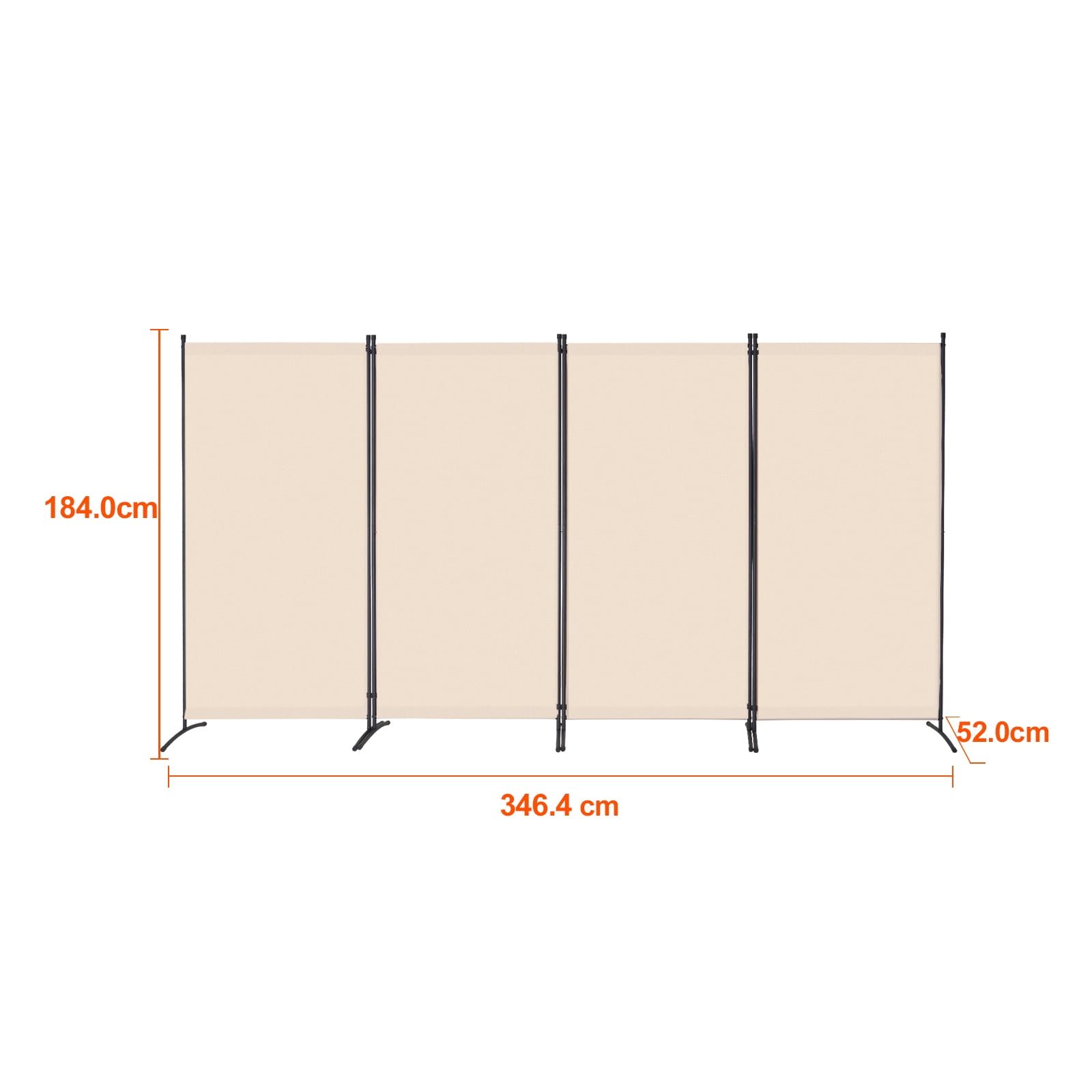 KFFKFF Area Separator, Quadruple Panel Space Divider, Collapsible Seclusion Screen and Detachable Space Divider for Room Segregation, Self-supporting Area Partitions for Workspace, Sleeping Area