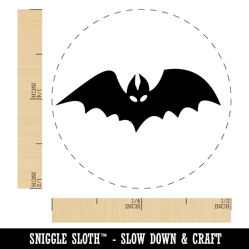 Bat Halloween Self-Inking Rubber Stamp Ink Stamper - Black Ink - Mini 1/2 Inch
