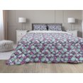 thumbnail image 1 of Floral Comforter & Sham Bedding Set, Feminine Composition of Peonies, 3 pcs Duvet Set Microfiber Filling Quilt, 5 Sizes, Seafoam Violet, by Ambesonne, 1 of 4