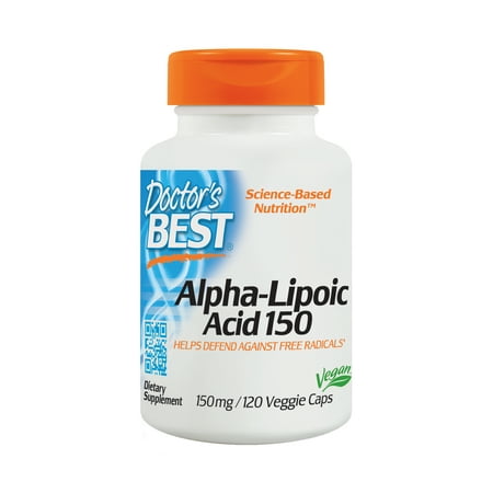 Doctor's Best Alpha-Lipoic Acid, Non-GMO, Vegan, Gluten Free, Soy Free, Promotes Healthy Blood Sugar, 150 mg 120 Veggie (Best Alpha Lipoic Acid Brand)