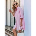 thumbnail image 5 of Women'S Casual Loose Fit Long Sleeve Solid Striped Button Down Shirts Dresses Pink M, 5 of 8