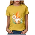 thumbnail image 6 of vigerkar Gnome T-Shirt for Women Floral Graphic Tees Cute Gnome Short Sleeve Tee Tops 2026 Summer (Yellow, XXL), 6 of 8