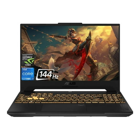 ASUS TUF Gaming Laptop, 15.6" FHD 144Hz Display, Intel Core i7-12700H, NVIDIA GeForce RTX 4060, 64GB RAM, 2TB SSD, Wi-Fi 6, Backlit Keyboard, Numeric Keypad, Windows 11 Home