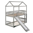 thumbnail image 5 of CRO Decor Twin Over Twin Bunk Bed with Slide House Bed with Slide (Gray), 5 of 10