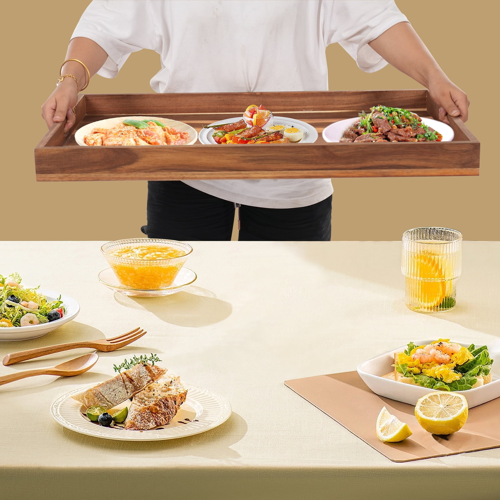 Rectangle Acacia Wood Burnt Wood Stove Cover Kitchen Chopping Cover Sink Cover for Home, Restaurants