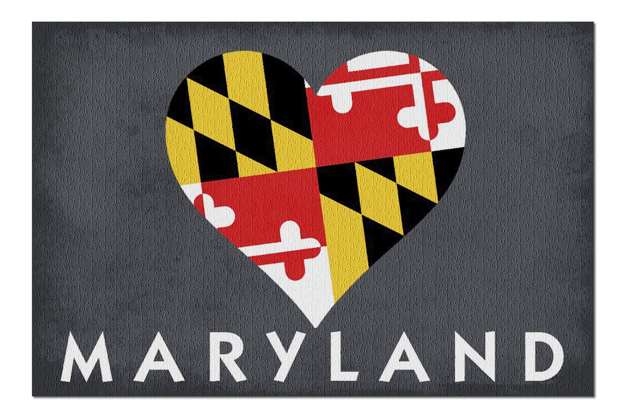Maryland - Heart Flag (20x30 Premium 1000 Piece Jigsaw Puzzle, Made in