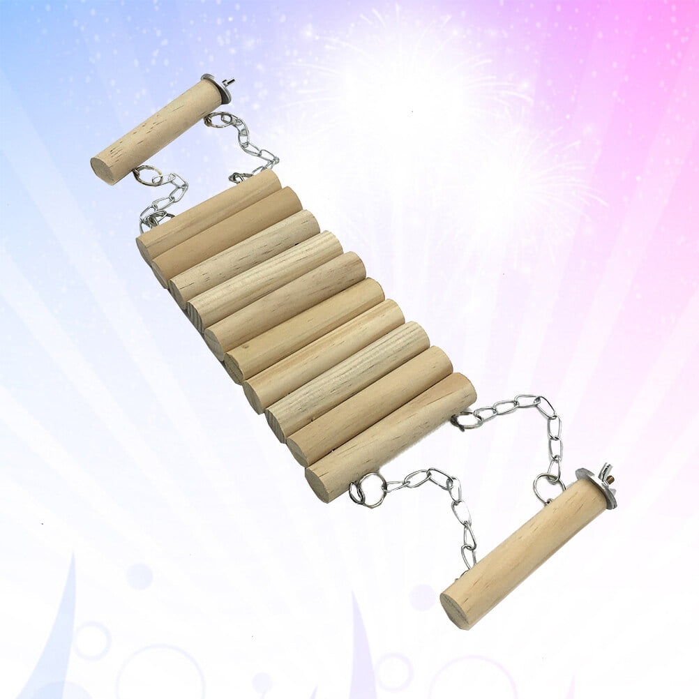 Phenofice Natural Wood Hamster Ladder Bridge Khaki Color for Small Animal Pet Playing