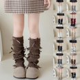 thumbnail image 3 of Cute Leg Warmers for Girls with Bowknot Pom-pom Y2k Fashion Knitted Warm Winter Short Slouchy Knee High Socks, Black 3-15 Years, One Size, 3 of 3
