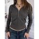 thumbnail image 4 of Sudadera con Capucha para Mujer con Cremallera, Larga, Corte Entallado, Punto Acanalado, Capucha y Bolsillos, Chaqueta y Abrigo. Gris Oscuro XL, 4 of 9