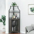 thumbnail image 1 of Corner Wine Bar Rack Cabinet with Detachable Wine Rack, Home Bar Cabinet with Barn Door and Adjustable Shelf, Wine Bar Cabinet and Buffet Cabinet with Mesh Door, 1 of 7
