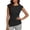 Black, variant on Women's Twist Front Cap Sleeve Top, Asymmetrical Hem Crew Neck Slim Fit Blouse, Casual Solid Color Shirt