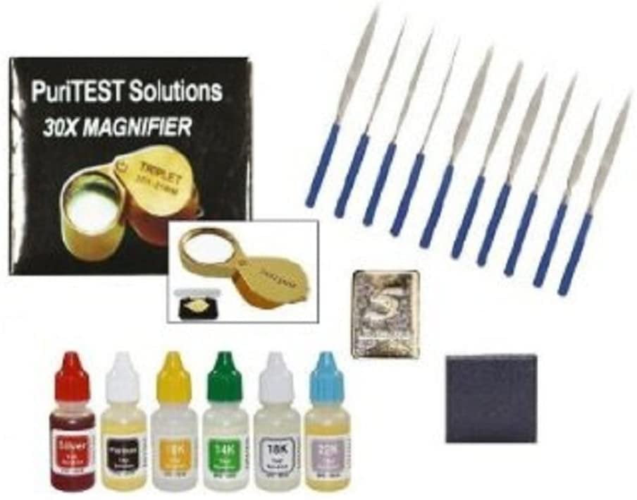 PuriTest New Gold, Silver & Platinum Analyzer Testing Kit 6 Fresh Acid