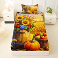 thumbnail image 3 of Manfei Thanksgiving Print Twin Sheets,Cute Halloween Pumpkin Face Bedding,3 Pieces,1 Flat Sheet,1 Fitted Sheet and 1 Pillowcase, 3 of 6
