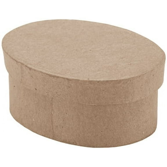 Paper Mache Mini Box - 3-1/2" x 2-1/2", Oval